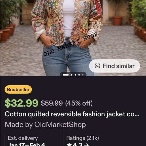 Colorful Patchwork Kantha Reversible Jacket - Picture 9 of 9